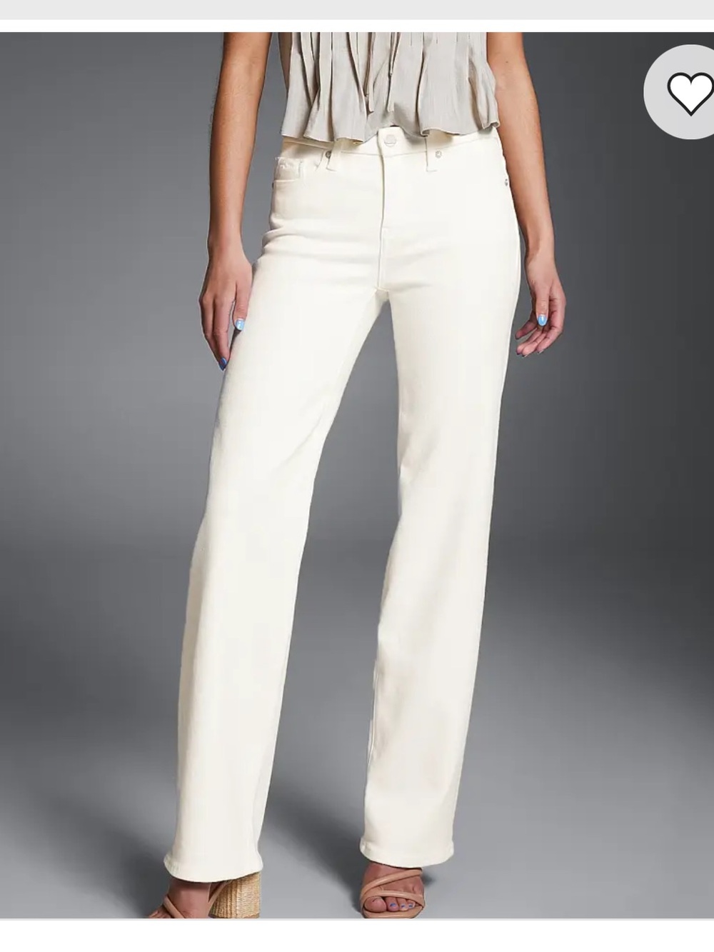 Buckle Cream Wide-Leg Jeans